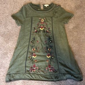 Umgee Olive Embroidered Dress